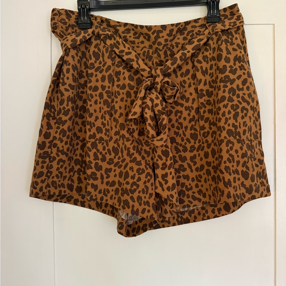 a new day Brown Leopard High Waist Shorts